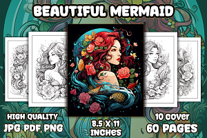 Beautiful Mermaid Coloring Pages