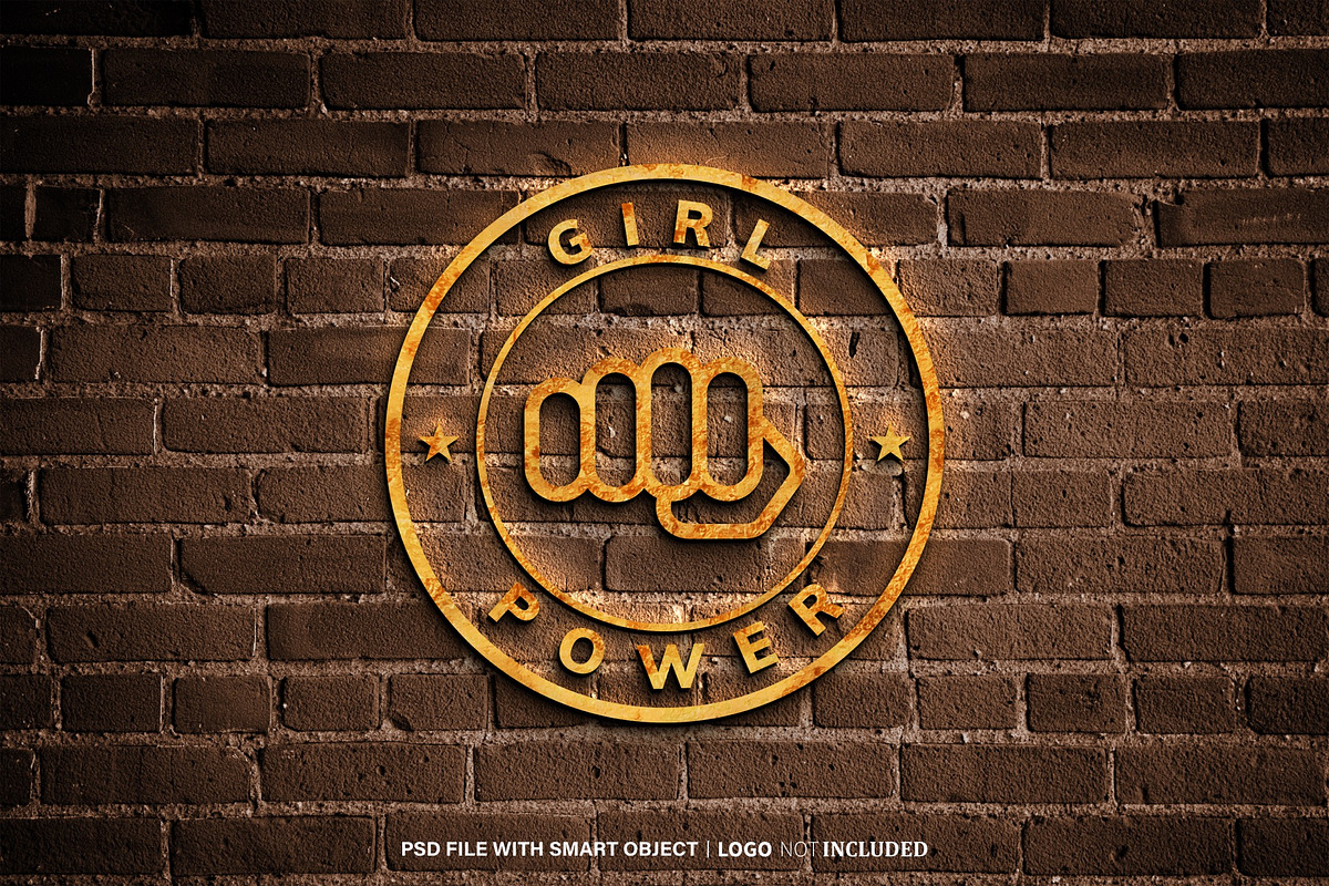 Old Iron On Brick Logo Mockup, a Mockup by WudelMbois Studio (Photo 1 of 3)