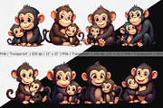 Chimpanzee Mother's Day Clipart, a Graphic by Artnoy (Thumbnail 2 of 5)