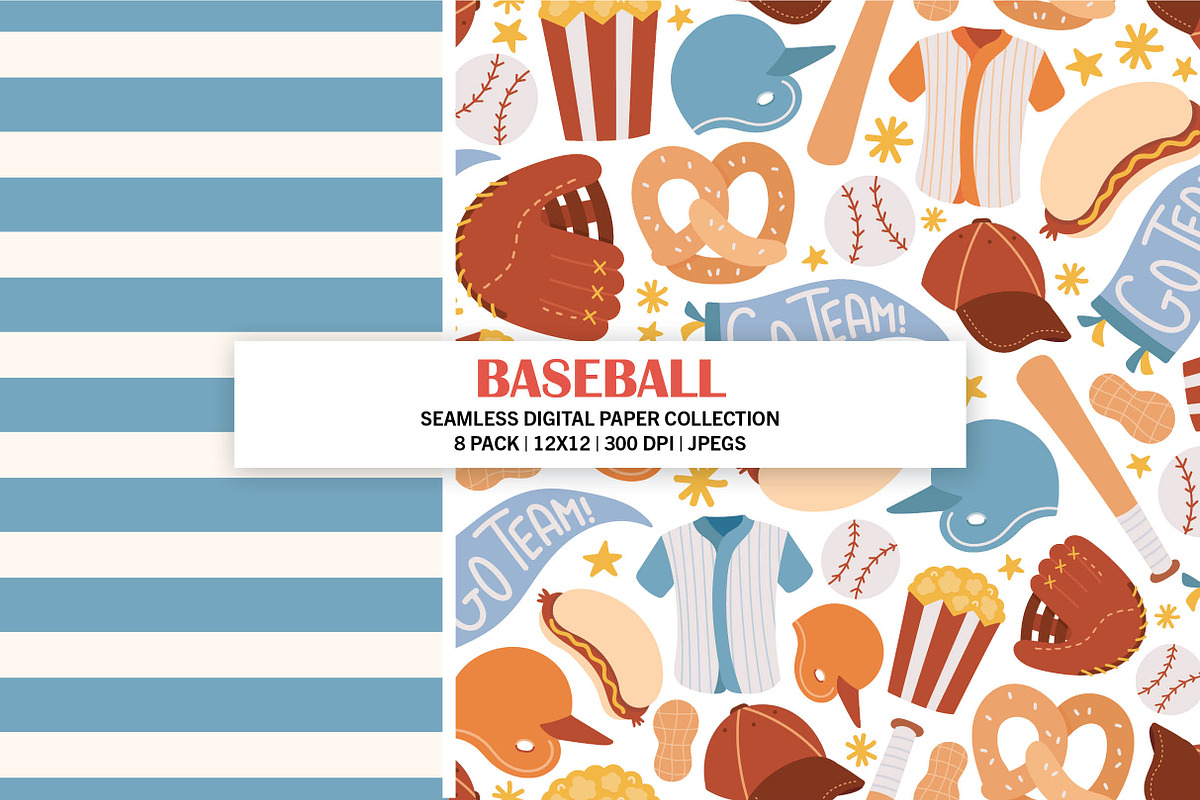Baseball Sports Seamless Patterns, a Pattern Graphic by Alanna Messina Design Co (Photo 2 of 7)