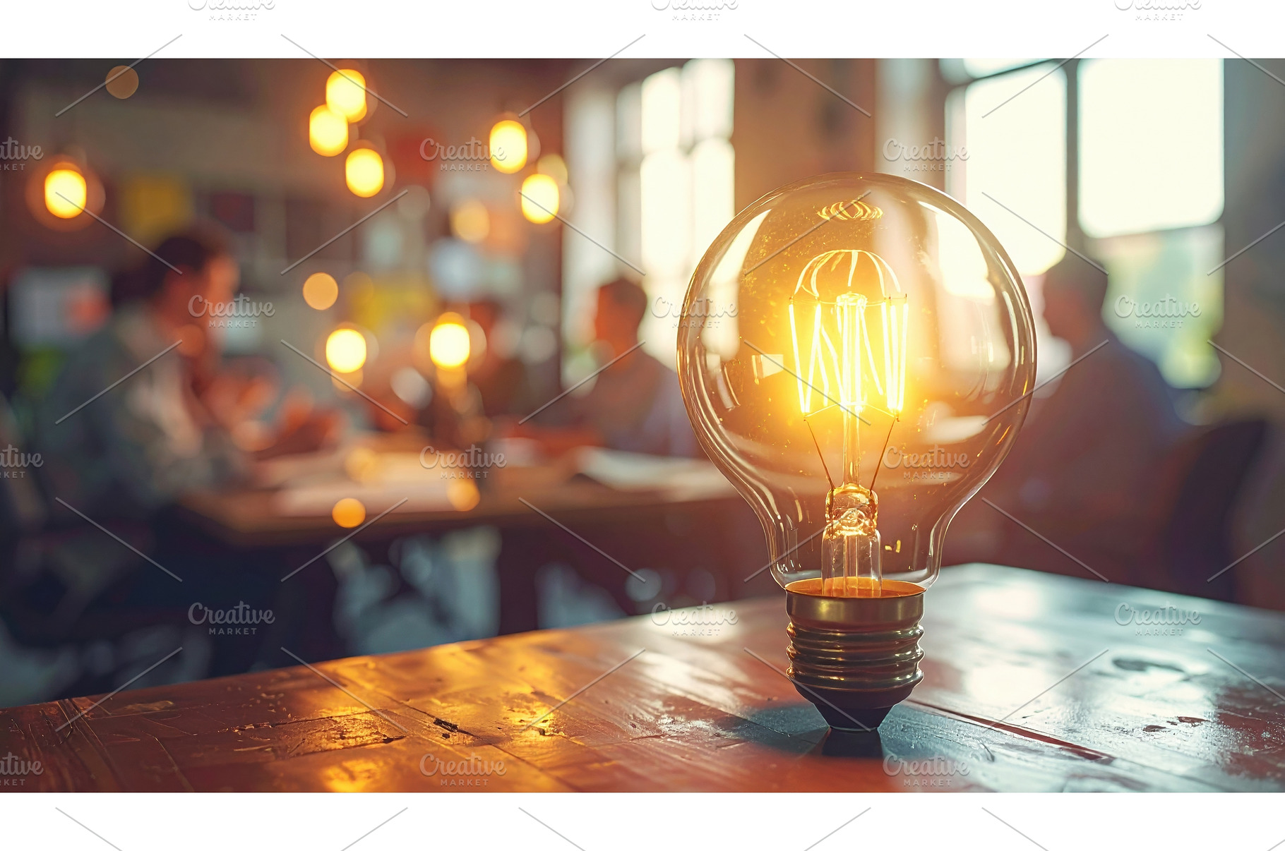Glowing light bulb on wooden table, an Abstract Photo by Igor Tichonow