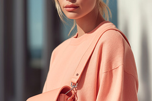 Blonde Woman Wearing Pink, a Person Photo by Ocean Digital Art