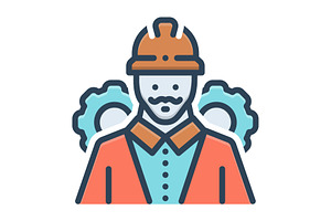 Engineer contractor color icon, a Duotone Icon by Creative priyanka