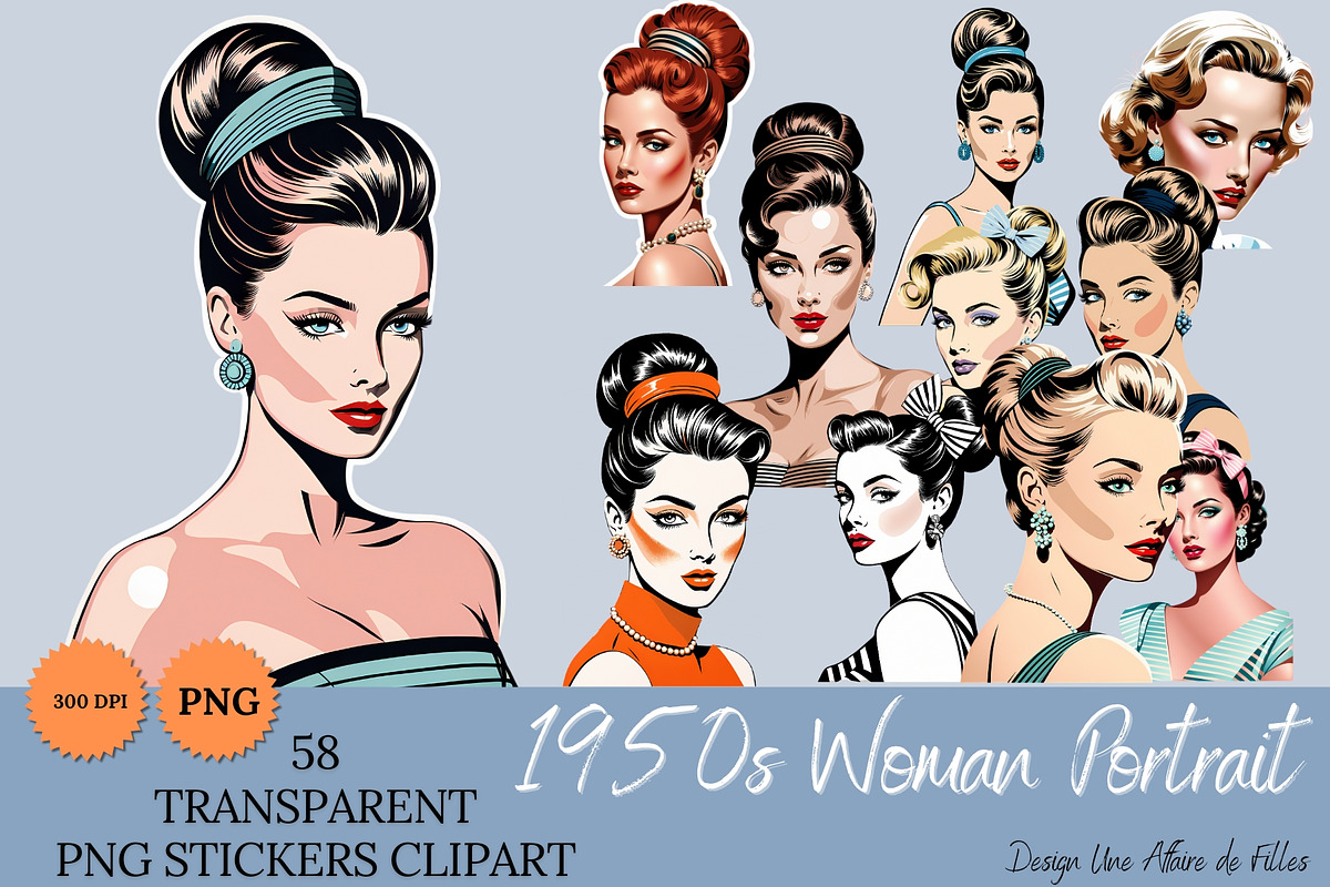 1950s Woman's Portraits PNG Clipart, a Person Illustration by Une Affaire de Filles (Photo 1 of 3)
