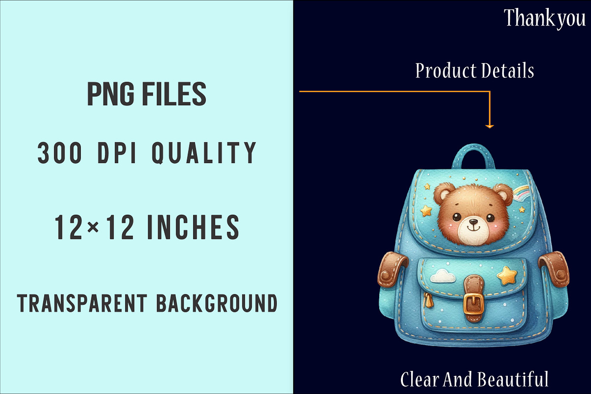 Watercolor Blue Backpack Clipart, an Illustration by SinaCreation (Photo 4 of 5)