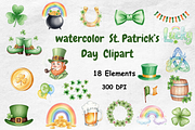 Watercolor St. Patrick’s Day Clipart, a Seasonal Illustration by BerryPieArt (Thumbnail 1 of 4)