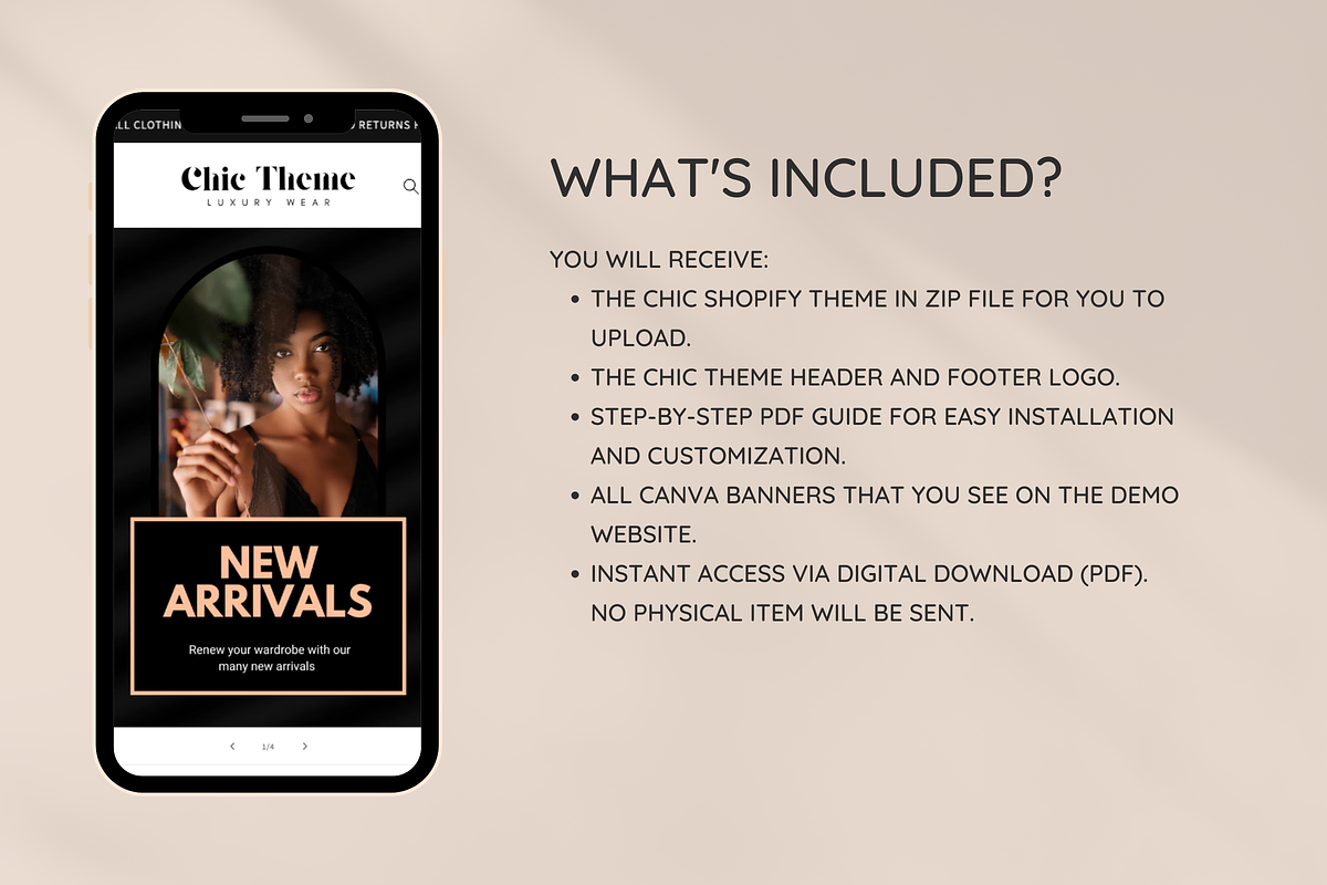 Chic Black & Rose Shopify Theme, a Shopify Template by SunshineStudioBoutique (Photo 2 of 10)