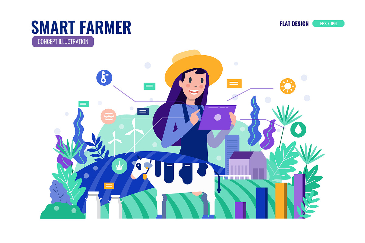 Smart Farmer Illustration, a Person Illustration by Foxyard studio (Photo 6 of 6)