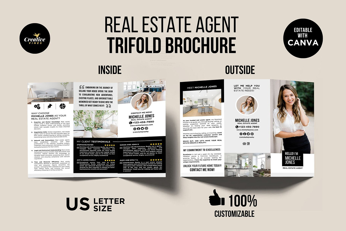 Real Estate Tri-Fold Brochure Canva, a Brochure Template by CreativeVinesStore (Photo 4 of 6)
