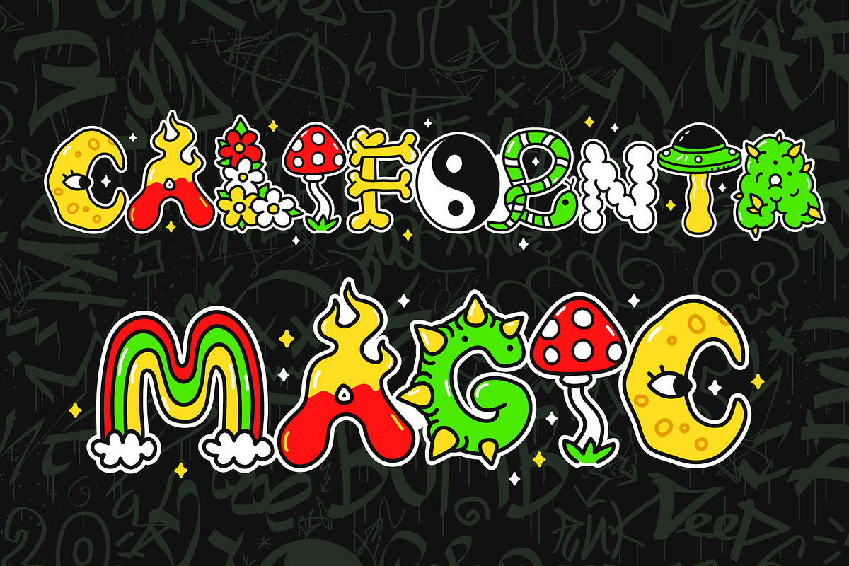 Psychedelic Alphabet Vector Set, a Decorative Illustration by Slavko Kahovsky (Photo 4 of 5)