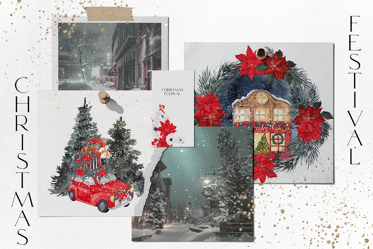 Watercolor Christmas Festival., an Object Illustration by ma_i_vi (Photo 2 of 14)