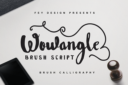 Wowangle Brush Script (Bonus Font), a Script Font by FHFont