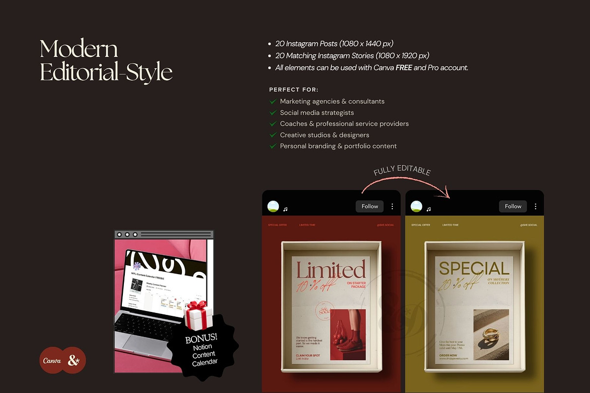 Burgundy Social Media Manager Post, a Social Media Template by And Done Studio (Photo 7 of 8)