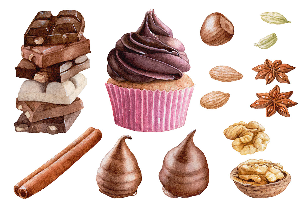 Watercolor Sweets & Spices, a Food Illustration by Katya Zlobina (Photo 2 of 5)