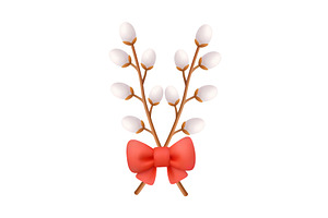 Willow branches. 3D realistic Easter, an Object Illustration by GraphiShop