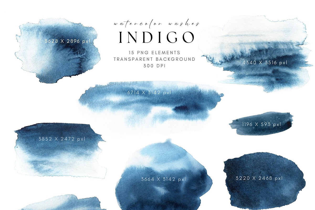 Indigo Blue Watercolor Washes, a Texture Graphic by Kolorata Art (Photo 2 of 5)