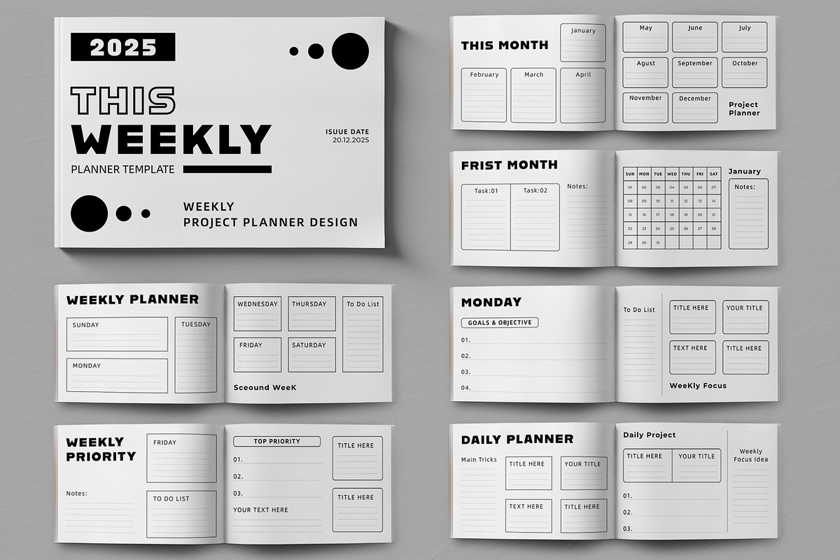 Weekly Planner Template Layout, a Stationery Template by ContestDesign (Photo 1 of 5)