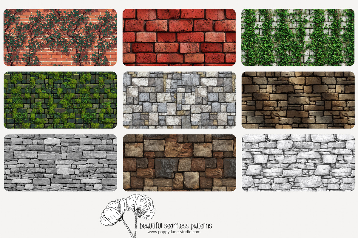 80 stone wall seamless pattern, a Pattern Graphic by Poppy Lane Studio (Photo 2 of 11)
