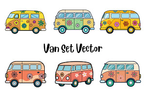Van Set Vector, a Transportation Illustration by Awieee1
