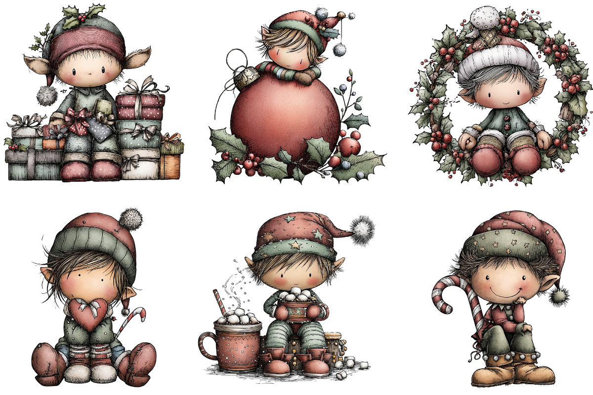 Hand Painted Elf Clipart, an Illustration by DreamArtGraphic (Photo 5 of 5)