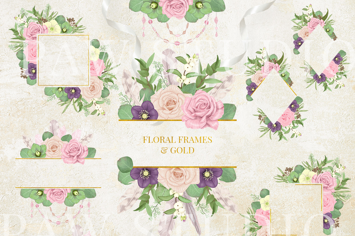 Boho Frames Floral Borders Wreaths, an Illustration by PawGraphic (Photo 5 of 9)