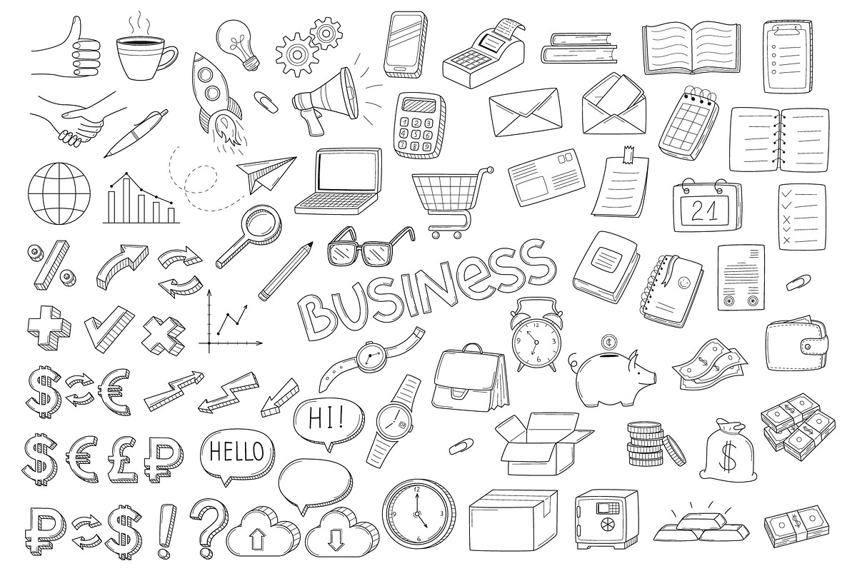 Business Doodles. Color & Outline, a Finance Illustration by Valeria Soloveva (Photo 2 of 2)