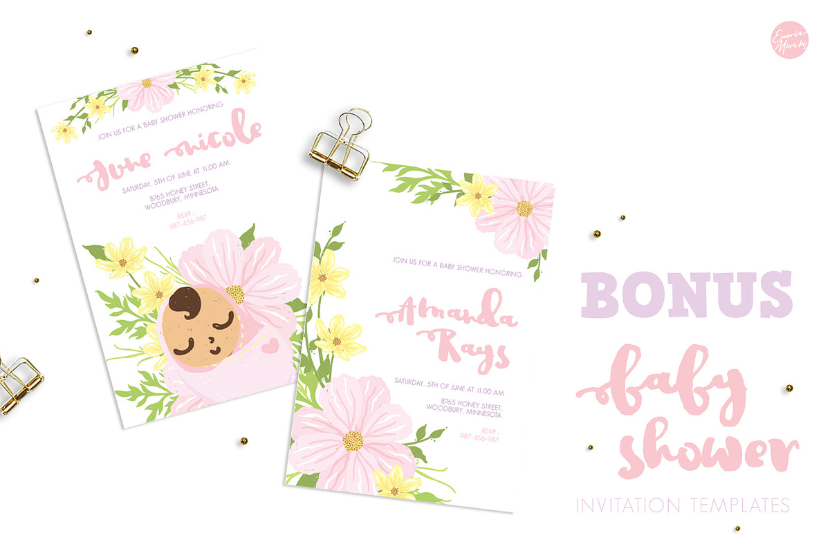 Pink Flower Baby Shower - Summer Set, an Illustration by Euonia Meraki (Photo 6 of 10)