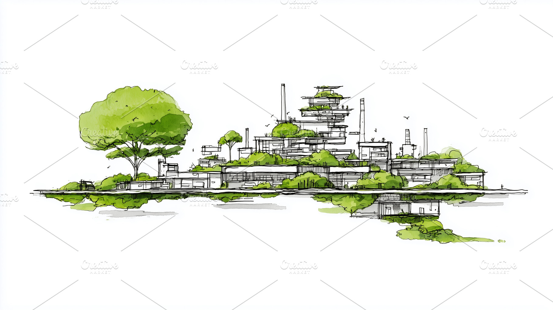 Architectural sketch of modern eco, an Architecture Photo by MistyDay