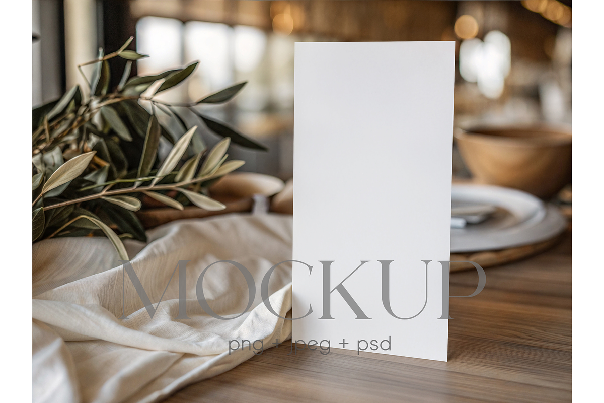 Rustic Olive Table Menu Mockup, a Product Mockup by MockupWizard (Photo 1 of 4)