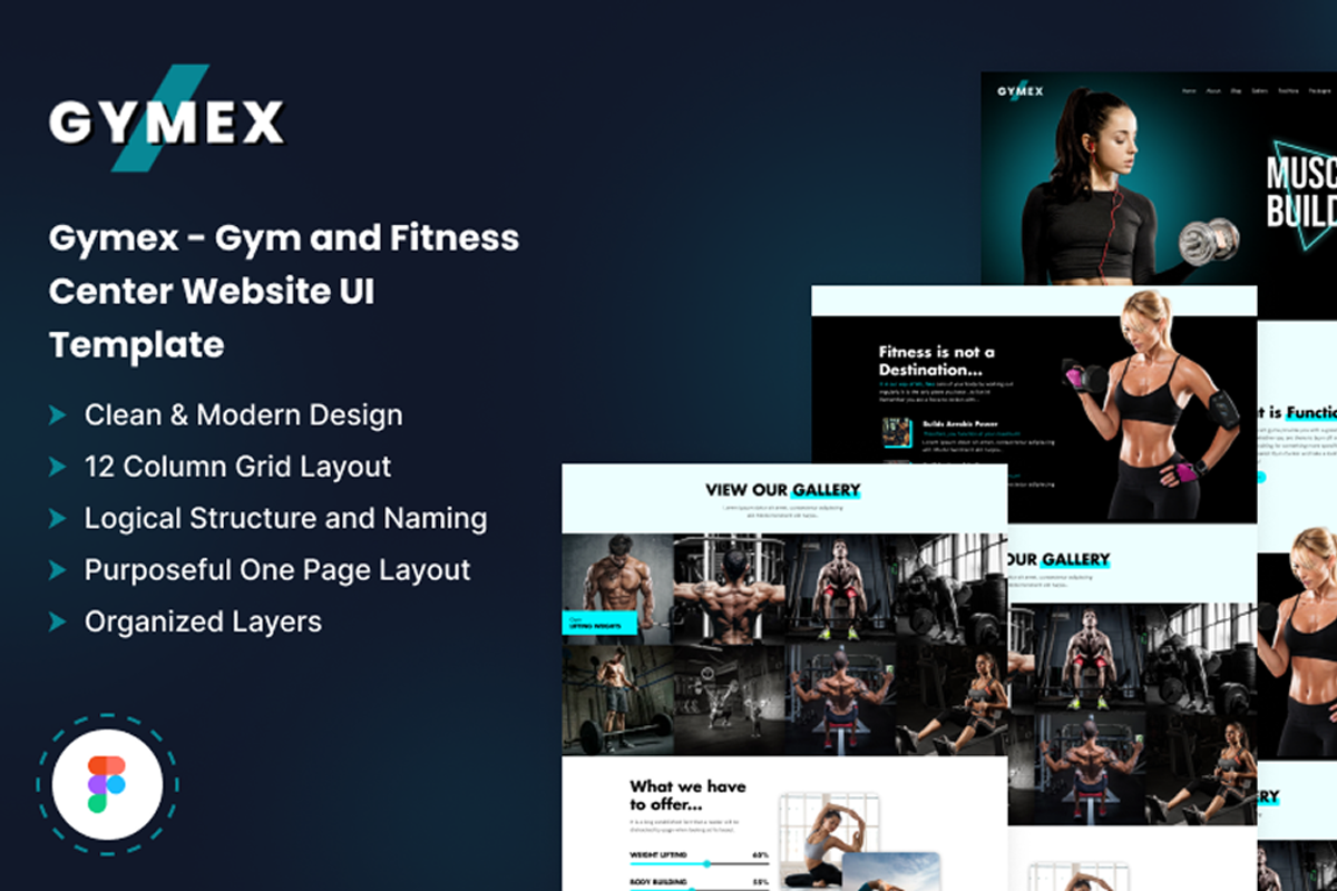 Gymex - Fitness Website UI Template, an UI Kit Template by Techeshta Solutions (Photo 1 of 5)