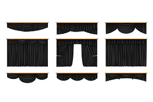 Theater stage black curtains, a Decorative Illustration by Vector Tradition