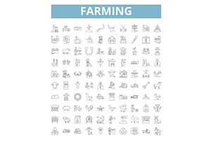 Farming Icons, Line Symbols, Web