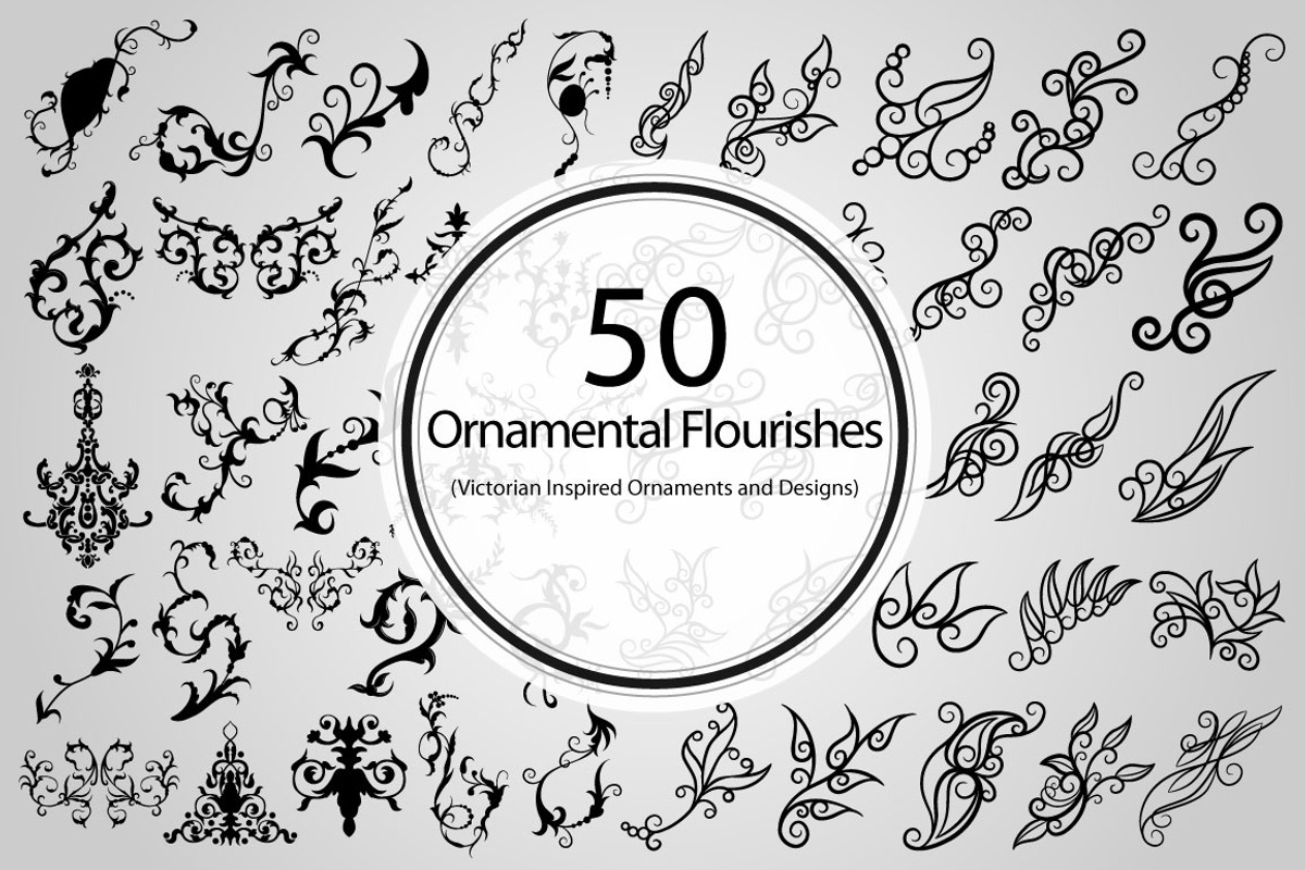 50 Ornamental Flourishes (Vector), an Object Graphic by BIOWORKZ (Photo 1 of 5)