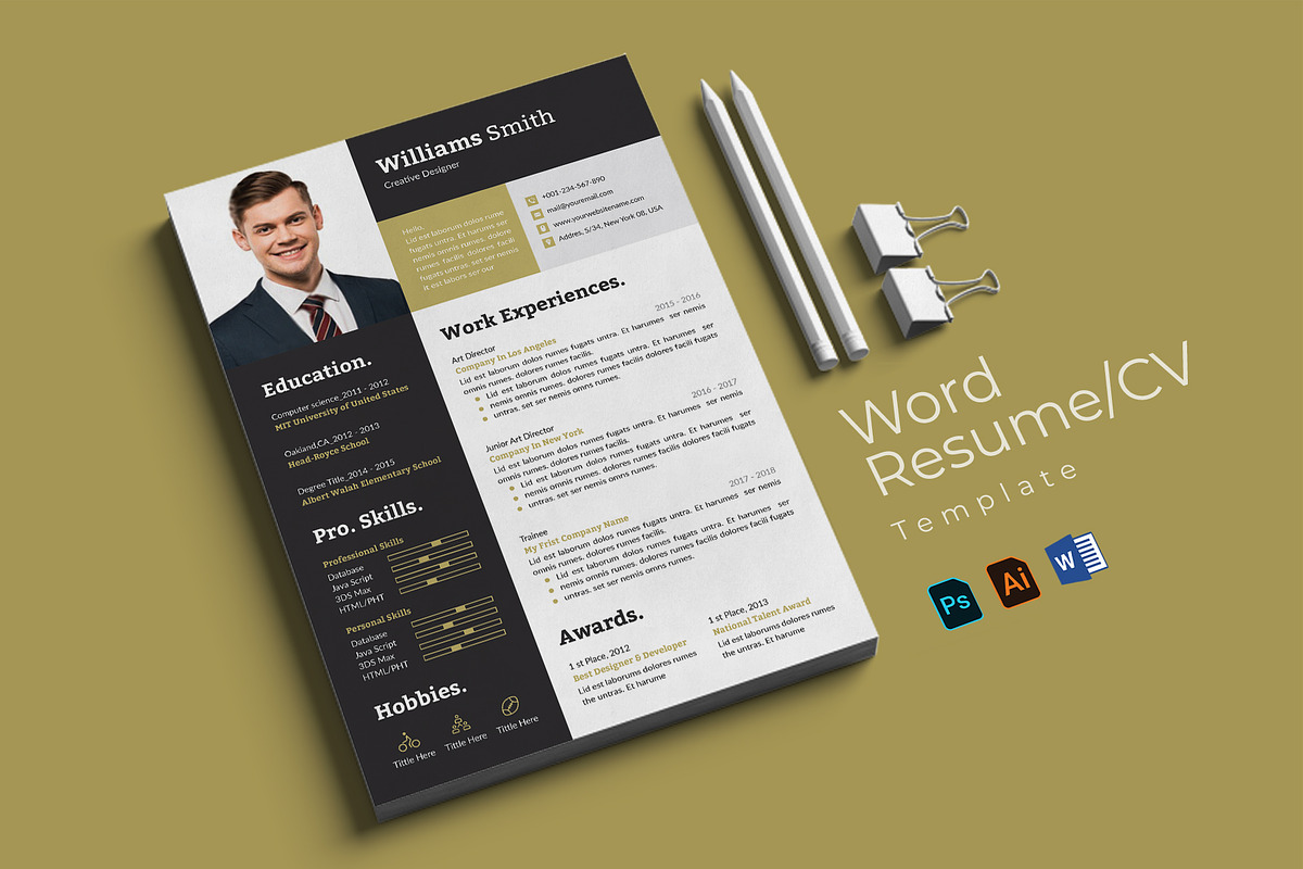 Resume/CV Template, a Resume Template by TheStyle-2 (Photo 1 of 4)
