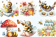 Watercolor Summer Bee Clipart, an Illustration by CraftArtStudio (Thumbnail 2 of 6)