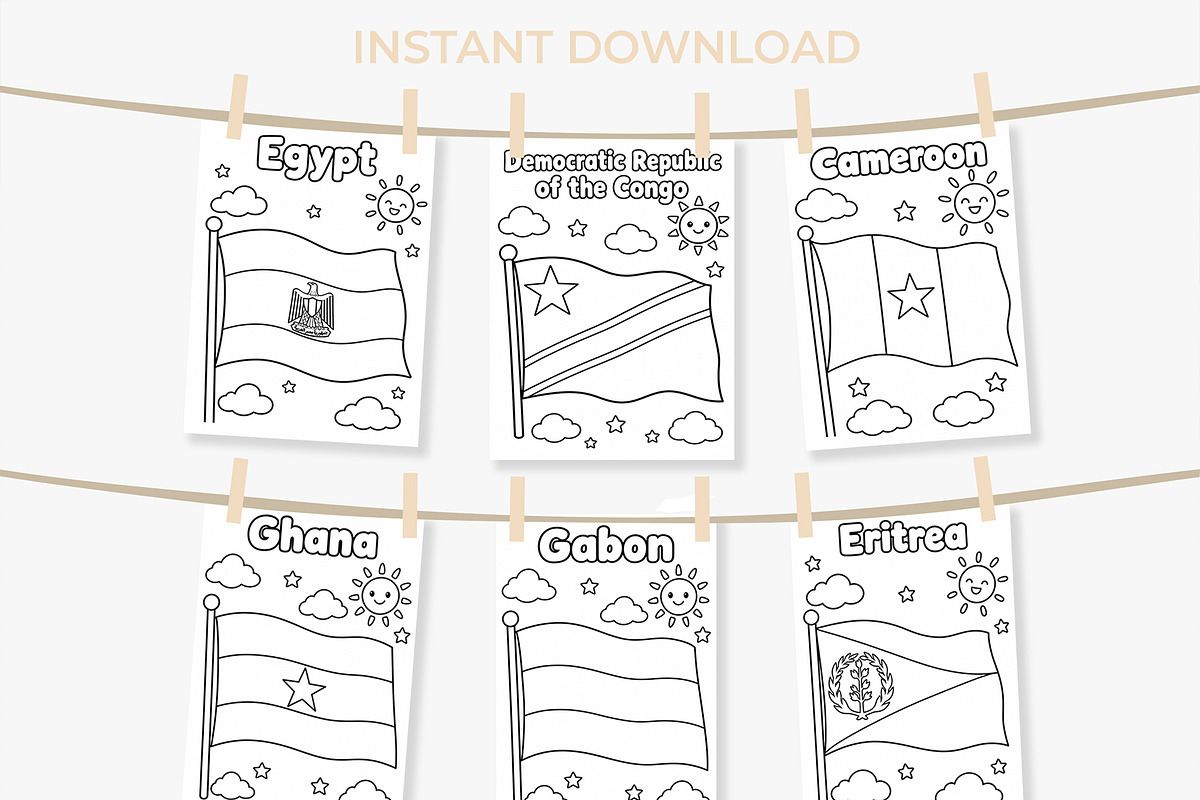 190 Flags Coloring Book for Kids PDF, an Education Illustration by Mohammad Sarfaraz (Photo 12 of 13)