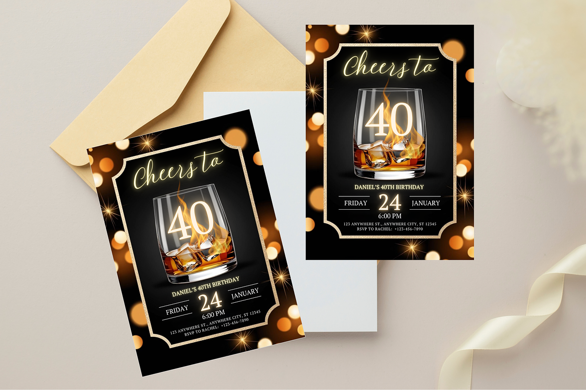 Whiskey 40th Birthday Invitation preview 5