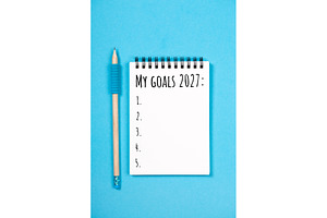My goals 2027 notepad and pencil on, a Business Photo by Anna Efetova