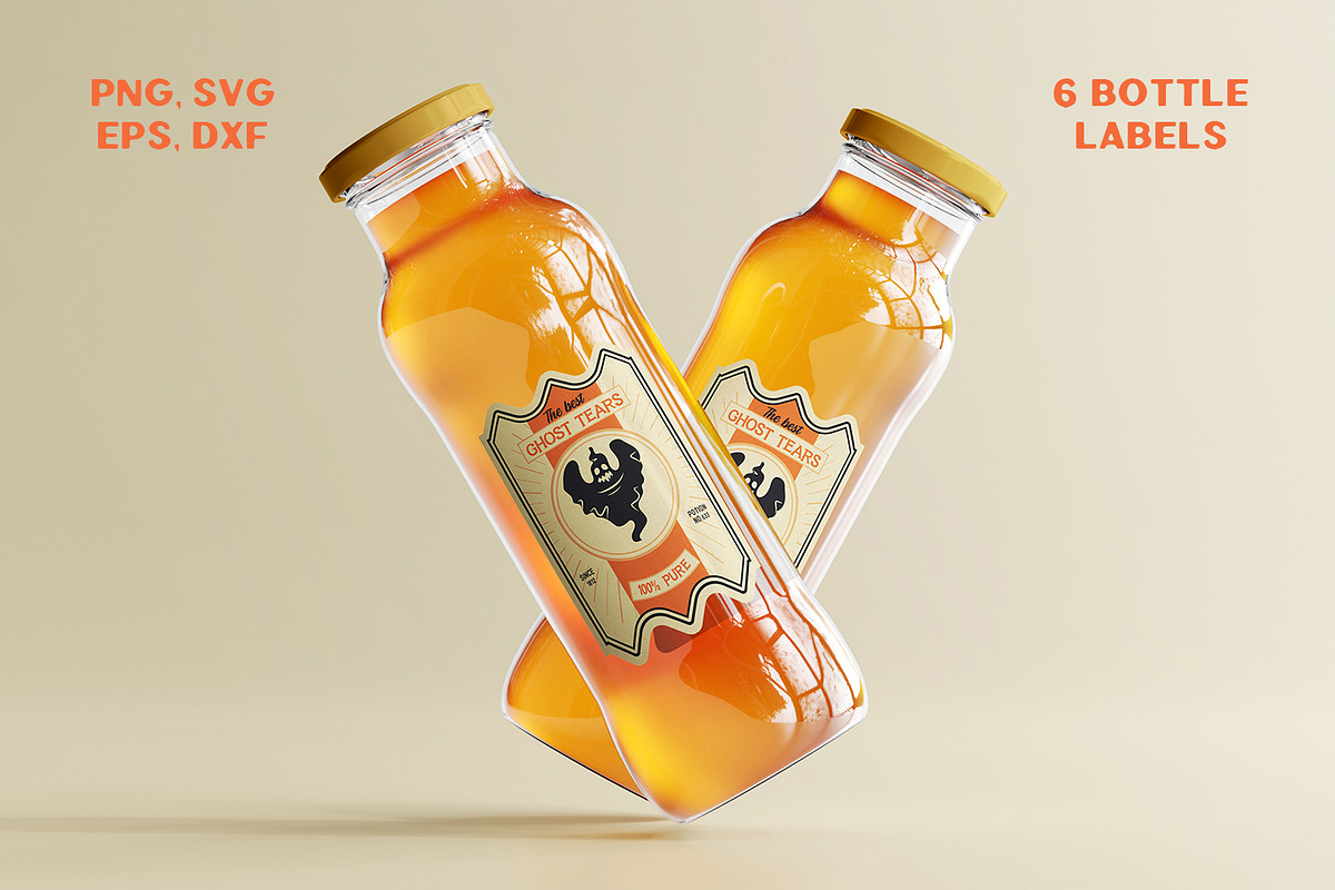 Retro Halloween Bottle Labels, a Decorative Illustration by arausidp (Photo 2 of 5)