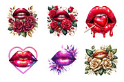 Watercolor Valentine Smooch Clipart, an Illustration by SinaCreation (Thumbnail 2 of 11)