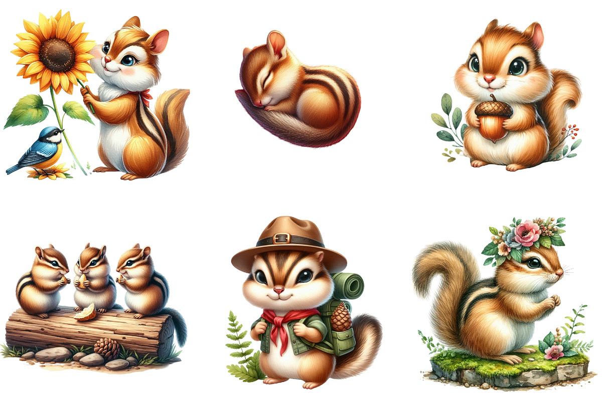 Chipmunk Cute Forest Animal Clipart, an Illustration by DreamArtGraphic (Photo 3 of 5)