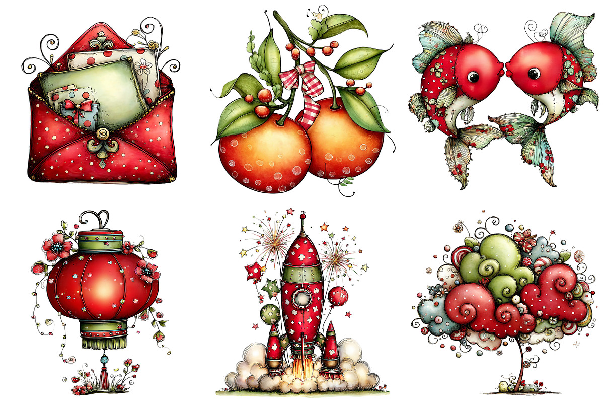 Chinese New Year Clipart, an Illustration by Craft Nest (Photo 4 of 8)