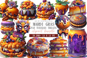 Mardi Gras Fat Tuesday Treats Clipar, an Illustration by DreamArtGraphic