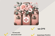VINTAGE BLUSH PINK MEDICAL CLIPART, an Object Illustration by Daring Digies (Thumbnail 5 of 8)