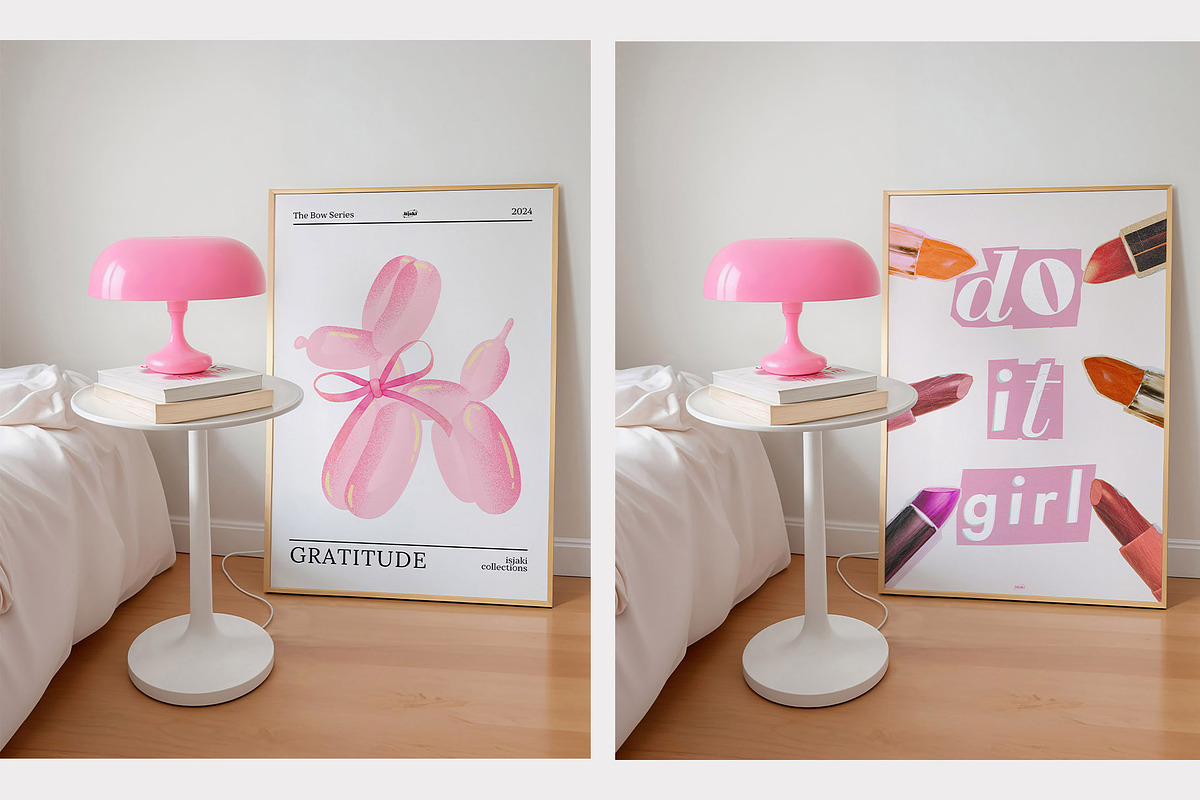 Hot Pink Bedroom Frame Mockup (2x3), a Household Mockup by isjakimockups (Photo 6 of 6)