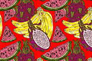 Botanical tropical fruits maximalist, a Pattern Graphic by NayaChu (Thumbnail 4 of 9)