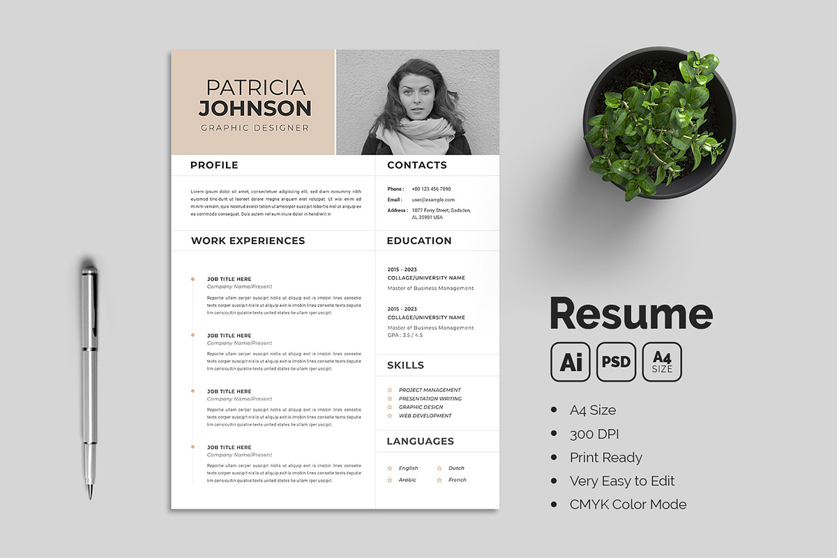 Simple and Clean Resume Template, a Resume Template by Design Vault (Photo 1 of 3)