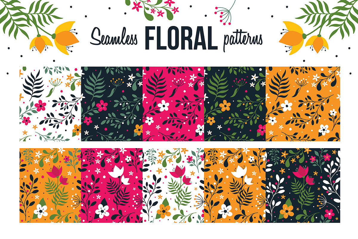 Seamless Floral patterns, a Pattern Graphic by The Odd Seed (Photo 8 of 9)