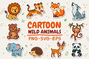Cartoon Wild Animals Clipart, an Animal Illustration by Mad Max Shop (Thumbnail 1 of 3)