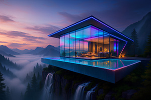 Neon Cliffside Villa